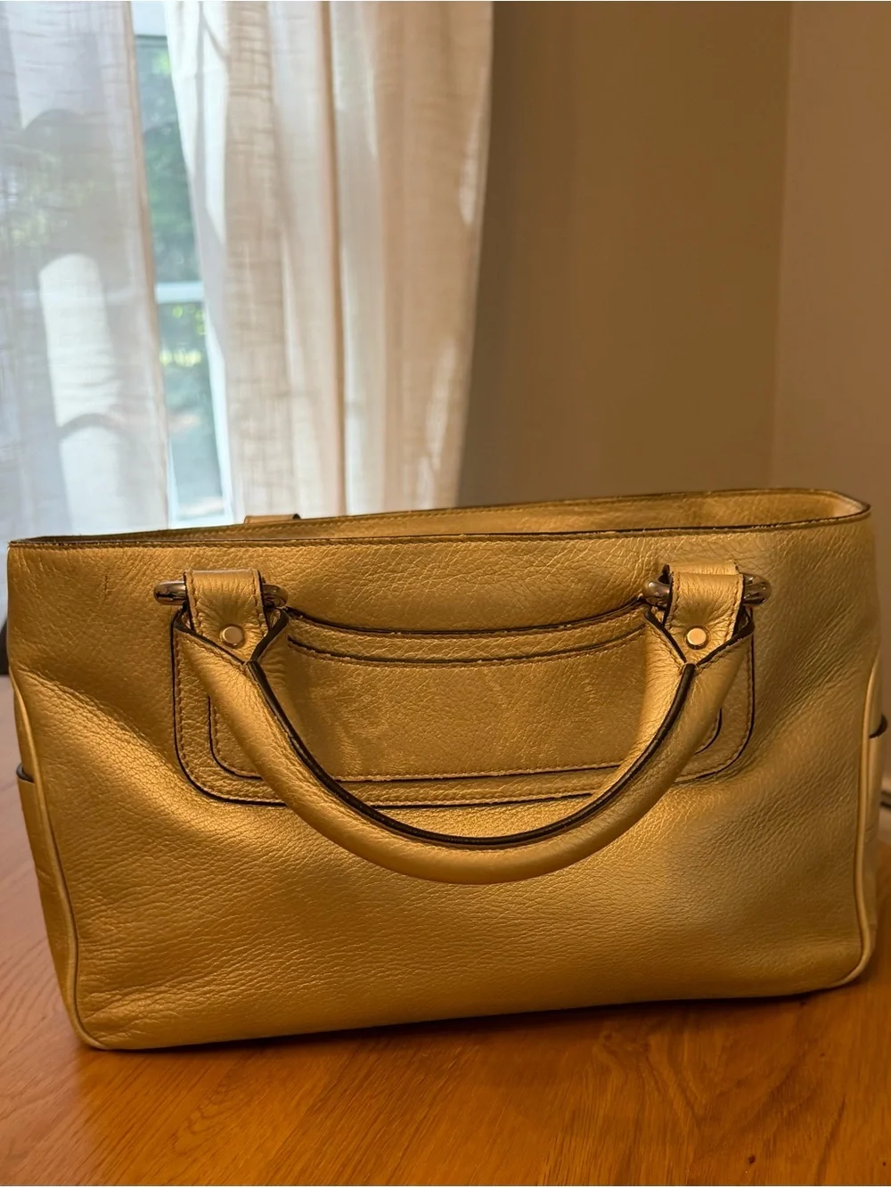 Authentic Celine Boogie Bag Metallic Gold Leather Satchel